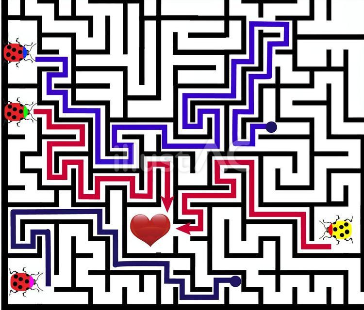 てんとう虫の愛の迷路・ゴールはハート 迷路,ハート,てんとう虫のイラスト素材