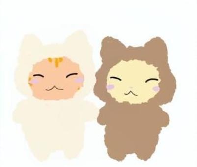 猫のふわふわ 猫,ふわふわ,着ぐるみ,ゆるい,可愛い,イラストのイラスト素材