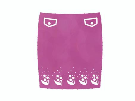 Tight mini skirt (floral pattern) / pink, saia apertada, minissaia, saia, JPG and PNG