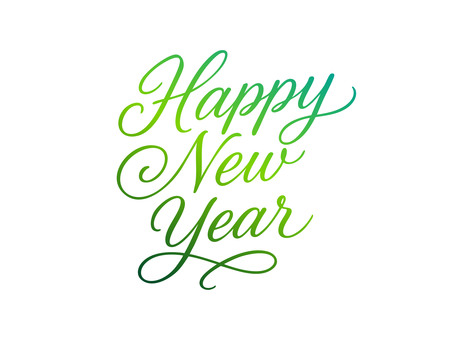 ハッピーニューイヤーの筆記体イラスト ハッピーニューイヤー,英語,筆記体,かっこいい,シンプル,グラデーション,挨拶,テンプレート,文字,緑のイラスト素材