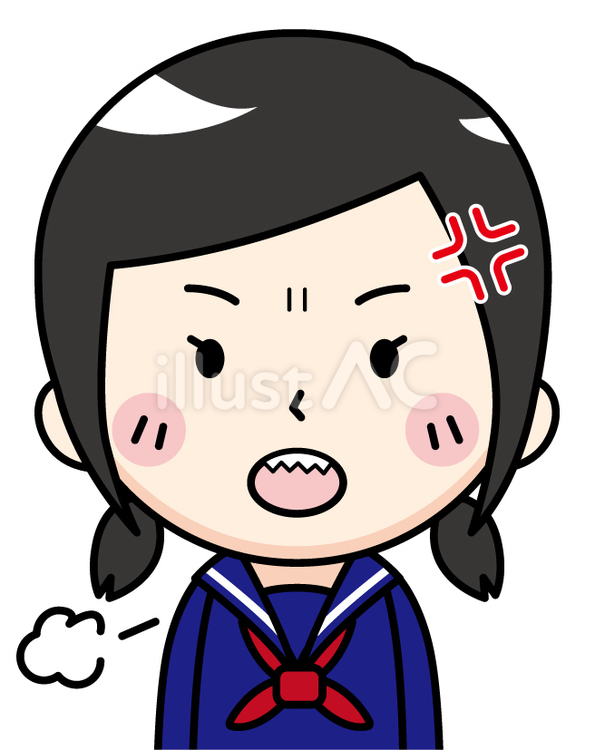 怒る女子生徒 セーラー服,学生,生徒のイラスト素材