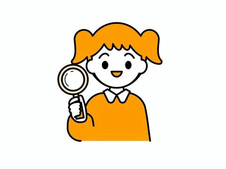 虫眼鏡を持つ子ども01 人物,子ども,虫眼鏡,保育園,幼稚園,こども園,託児所,小学校,園児,児童のイラスト素材