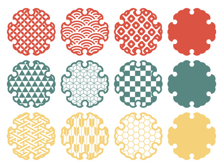 和のアイコンセット/雪輪 幾何学模様,アイコン,セット,シンプル,かわいい,ベクターのイラスト素材
