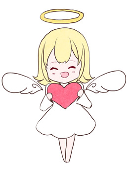 Illustration, a smile, angel, blond hair, 