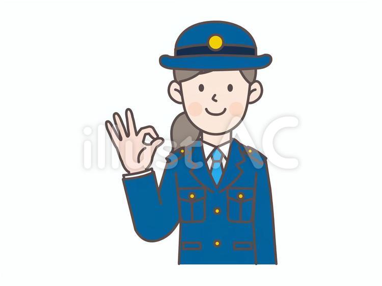 OKサインを出す婦警さん 女性,人物,仕事のイラスト素材