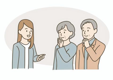 会話する中高年 中年,高齢者,シニア,ミドル,人物,セット,男性,女性,おばあさん,おじいさんのイラスト素材