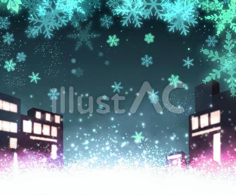 冬の夜景2 夜景,雪の結晶,夜のイラスト素材