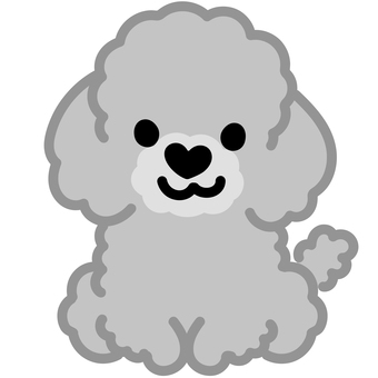 ハート鼻のプードル（おすわり）4 プードル,トイプードル,犬,動物,ハート,鼻,おすわり,シンプル,かわいい,キュートのイラスト素材