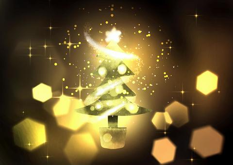 キラキラした星とクリスマスツリー