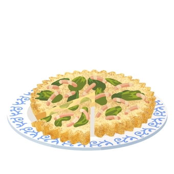 ほうれんそうとベーコンのキッシュ ほうれんそうとベーコンのキッシュ キッシュ,ほうれん草,ベーコン,食べ物,ランチのイラスト素材