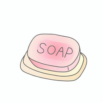 石けん（ピンク） 石鹸,固形石鹸,固形せっけん,お風呂,手洗い,ボディソープ,せっけん台,石けんケース,洗顔フォーム,シンプルのイラスト素材