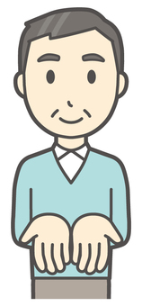  ニット中年男性-249-バスト ちょうだい,おじさん,男性,中年,お父さん,パパ,シニア,ミドルエイジ,人物,かわいいのイラスト素材