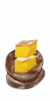 Illustration, castella, caramella, lo stile dell'acquerello, 