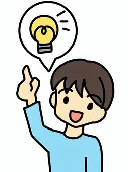 ひらめく指先　男性電球 ひらめき,人物,提案,アイディア,手,男性,シンプル,かわいい,生活,電球のイラスト素材