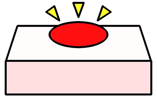 ボタンのアイコン『赤』 ボタン,スイッチ,押す,クイズ,起動,モチーフ,カラー,ゲーム,挿絵,素材のイラスト素材