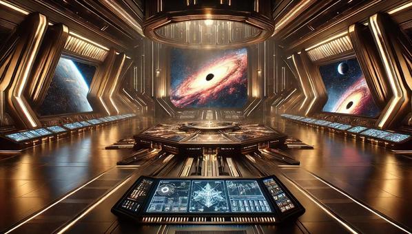 指揮官室、星間作戦計画が進む中枢空間