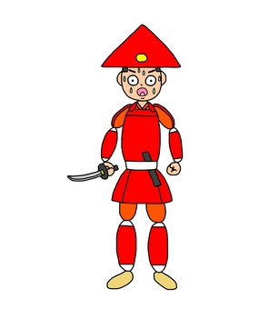 驚いた戦国時代の足軽 足軽,侍,武士,鎧武者,戦士,兵士,日本,和風,歴史,日本史のイラスト素材