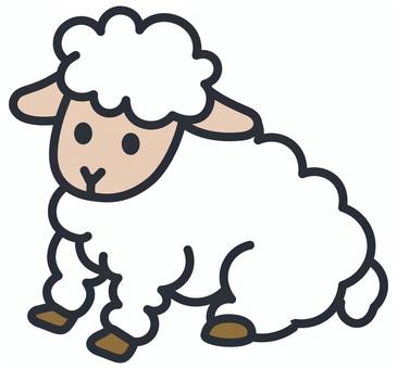 白いひつじ_くっきり線画_すわる 羊,ヒツジ,ひつじ,白,座る,干支,羊毛,家畜,牧場,自然のイラスト素材