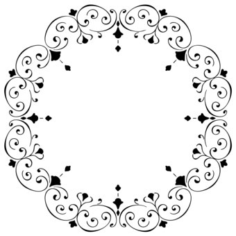 アンティークな丸いフレーム　手描き フレーム,丸い,円形,飾り枠,シンプル,アンティーク,ビンテージ,エレガント,豪華,綺麗のイラスト素材