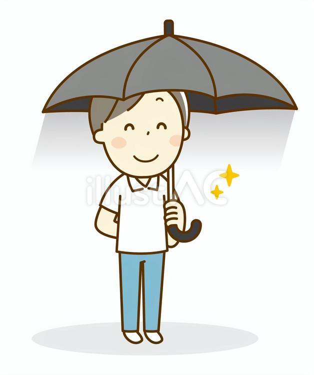 日傘をさして笑顔の男性 日傘,男性,人物のイラスト素材