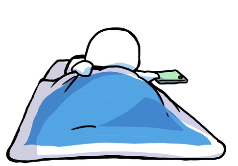 枕もとにスマホを置く人 スマホ,寝室,就寝,生活習慣,睡眠,シンプル,棒人間のイラスト素材