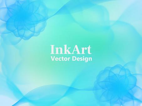 インクアート背景 インク,お洒落,清涼感,淡い,ファンタジー,花,かわいい,グリーン,波,煙のイラスト素材