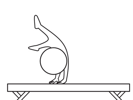 体操 平均台 棒人間,体操,平均台,線画,シンプル,ゆるいのイラスト素材