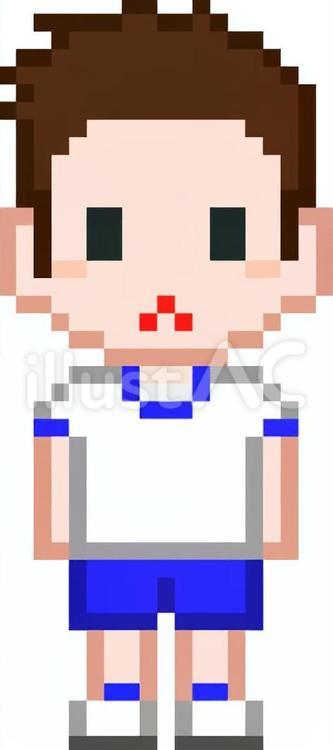 ドット絵の青の体操服の男性です。 ドット絵,体操服,男性のイラスト素材