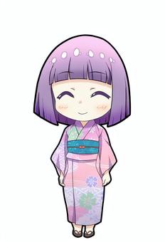 Illustration, yukata, chibi character, girl, 