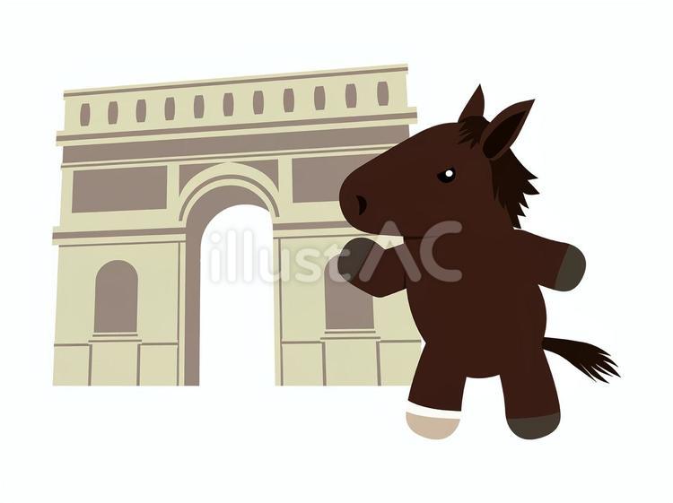 凱旋門賞を目指す馬 馬,サラブレッド,生き物のイラスト素材
