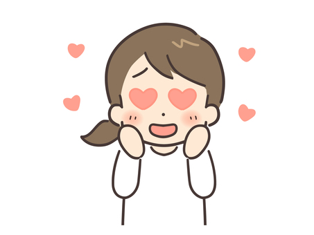 目をハートにして喜ぶ私服の若い女性 目をハートにして喜ぶ私服の若い女性 恋,ドキドキ,メロメロ,女性,ハート,愛,愛情,ラブ,笑顔,女のイラスト素材