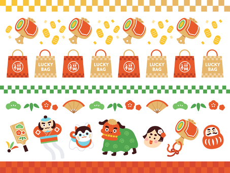 お正月／おめでたいイラストライン飾り罫 正月,お正月,年賀状,フレーム,飾り罫,枠,飾り枠,ライン,年末年始,1月のイラスト素材