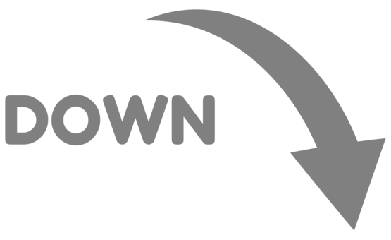 下降矢印 グレー 下降,矢印,下向き,down,右肩下がり,右下がり,業績,傾向,減少,減るのイラスト素材