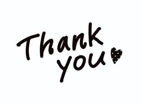 THANKYOUの手書き文字・白黒 thankyou,手書き,文字,モノクロ,白黒,黒,モノトーン,ありがとう,サンキュー,ハートのイラスト素材