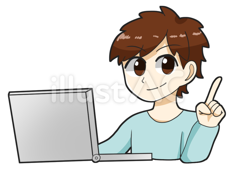 パソコンと男性 パソコン,人,男性のイラスト素材