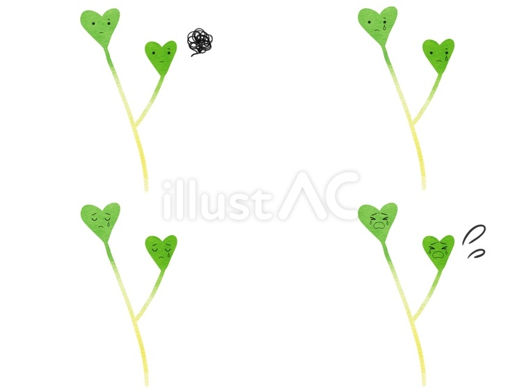野菜のキャラの表情セット哀　かいわれ大根 かいわれ大根,野菜,キャラクターのイラスト素材