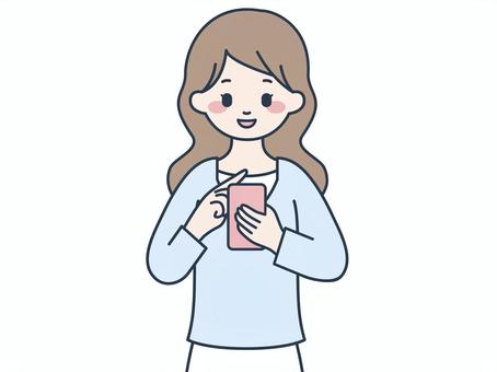 Illustration of a woman with a smartphone, female, smartphone, to have, JPG, PNG and AI