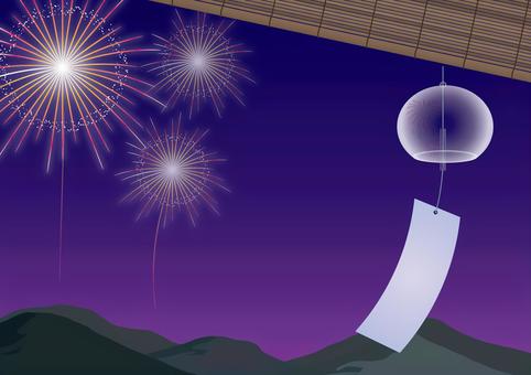 Wind chimes, fireworks and summer nights 1, JPG and AI Wind chimes, fireworks and summer nights 1, wind chimes, sandalwood, japan, JPG and AI
