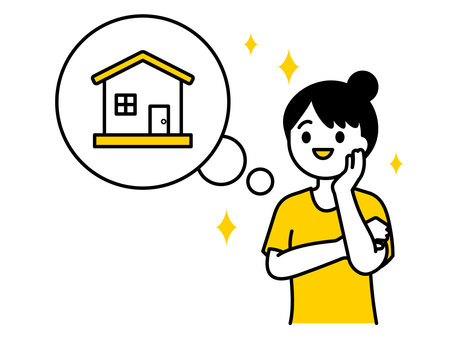 新築の購入を考える女性02 人物,女性,20代,30代,40代,家,新築,資産,不動産,キラキラのイラスト素材