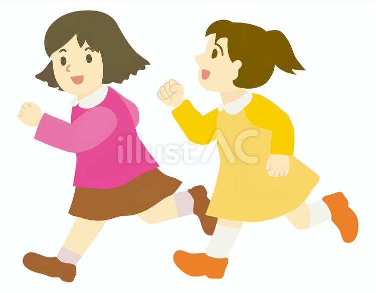 走る女の子2人イラスト - No: 25035817｜無料イラスト・フリー素材なら「イラストAC」