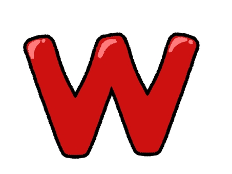 アルファベット　W w,アルファベット,文字,大文字,小文字,英語,赤,シンプル,挿絵,素材のイラスト素材