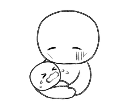 育児ノイローゼ気味な棒人間線画