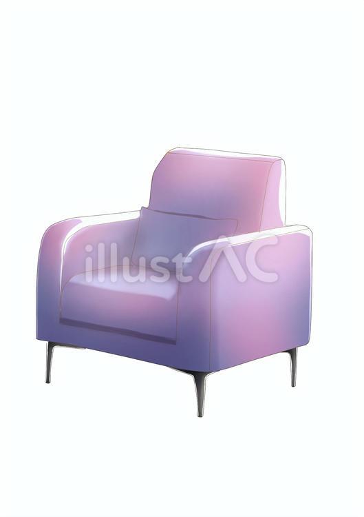 1人掛けソファ(紫) ソファ,家具,インテリアのイラスト素材