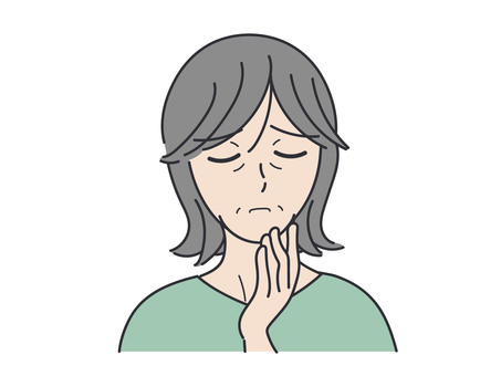 中年女性（疲れ表情-01） 女性,中年,疲れ,疲労,心配,困った,困惑,ため息,落ち込み,がっかりのイラスト素材