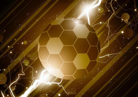 サッカーボールと金色の雷の背景素材 スポーツ,サッカー,ボール,雷,稲妻,光,パーティクル,ゴールド,背景のイラスト素材