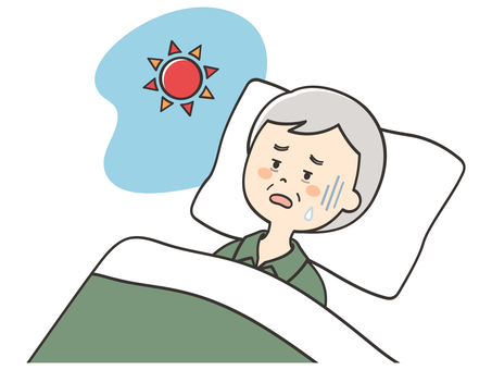 不眠症のおじいさん 寝不足,不眠症,眠れない,寝れない,不眠,昼夜逆転,眠くない,眠たくない,寝つき,悩むのイラスト素材