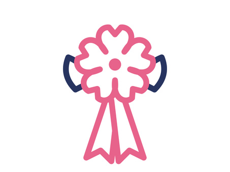 胸につける桜の花飾りとリボン 胸花,桜,リボン,葉,卒業式,入学式,式典,お祝い,春,アイコンのイラスト素材