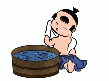 Illustration, boy, washing face, water, 