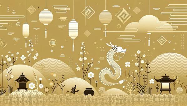 Illustration, new year, dragon, new year's card, 