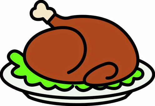 白の皿のローストチキンです。 白の皿のローストチキンです。 ローストチキン,シンプル,丸焼き,クリスマス,ディナー,料理,肉,パーティー,洋食,チキンのイラスト素材